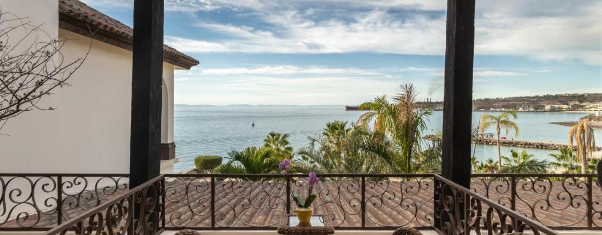 Balcony with rocking chairs facing the Sea of Cortez